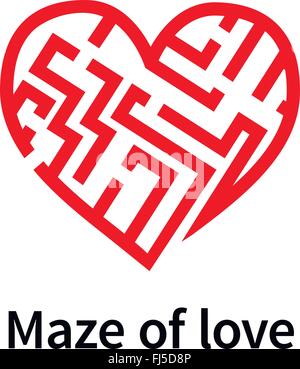Labyrinth der Liebe roten Zeichen auf weißem Stock Vektor