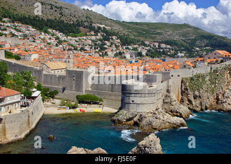 Blick von der Festung Lovrijenac, die Altstadt, Kroatien, Dubrovnik Stockfoto