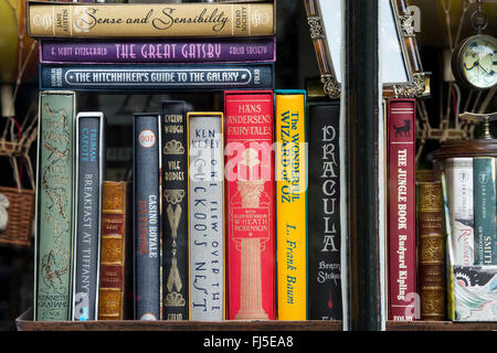 Beliebte klassische englische Literatur Bücher in Scriptum Schaufenster, Turl Street, Oxford, England Stockfoto