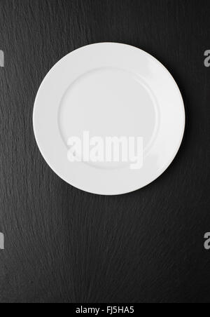 Leere weiße Platte Stein Hintergrund Draufsicht Stockfoto