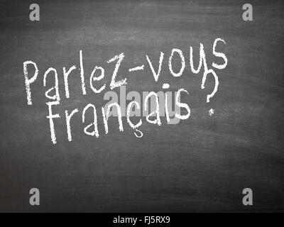 Sprache - Französisch lernen. Französische Sprache Lernkonzept der Lehrer oder Schüler schreiben Parlez-Vous francais Stockfoto