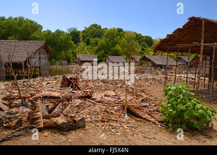 Sakalava Dorf auf Nosy Be, Madagaskar, Nosy Be, Lokobe Reserva Stockfoto