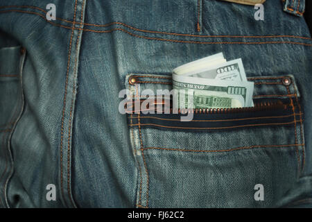 Geld In Tasche Stockfoto