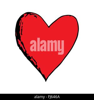 Rote Liebe Herz Doodle Hand Zeichnung Vektor Stock Vektor