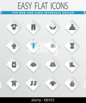 Baby-Kleidung-Symbole-set Stock Vektor