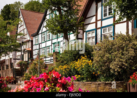 Vlothoer Brink, Häuser Holz gerahmt in der Altstadt, Vlotho, Ostwestfalen, Nordrhein-Westfalen, Deutschland Stockfoto