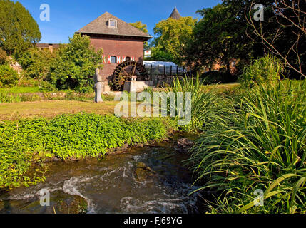 Fluss Schwalm mit Mühle und Burg in Brueggen, Niederrhein, Nordrhein Westfalen, Brueggen, Deutschland Stockfoto