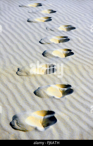 Fußabdrücke auf Düne von Pilat, die höchste Sanddüne in Europa, Frankreich, Arcachon Stockfoto