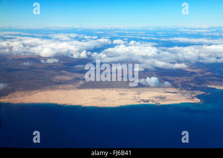 Dünen südlich von Corralejo, Luftaufnahme, Kanarischen Inseln, Fuerteventura Stockfoto