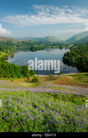 Grasmere im Frühjahr gesehen von loughrigg Terrasse, Nationalpark Lake District, Cumbria, England, Großbritannien Stockfoto