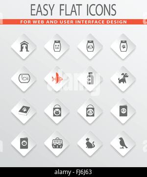 Waren für Haustiere Icons set Stock Vektor