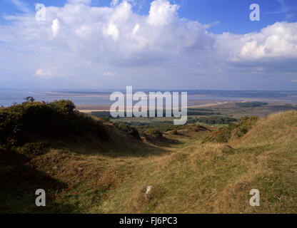 Das Bollwerk vorgeschichtlichen Eisenzeit Erdarbeiten Burgstätte Llanmadoc Hill North Gower Swansea County South Wales UK Stockfoto