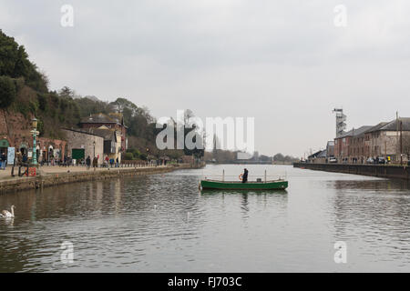 Exeter Quay - Butts Fähre - eine handbetriebene Fußgänger Seilfähre, die den Fluss Exe durchquert Stockfoto