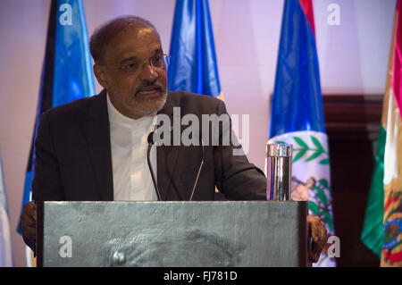 Mexico City, Mexiko. 29. Februar 2016. Tiefe Ford, subregionalen Koordinator für die Karibik für die UN Food and Agriculture Organization (FAO), beteiligt sich während der 34 Regionalkonferenz der FAO für Lateinamerika und die Karibik, in Mexiko-Stadt, Hauptstadt von Mexiko, am 29. Februar 2016. Bildnachweis: Alejandro Ayala/Xinhua/Alamy Live-Nachrichten Stockfoto