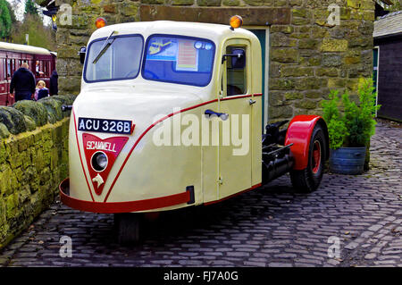 1964 Scammell drei Wheeler LKW bei Biegert Railway Stockfoto