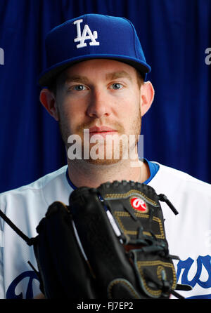 Glendale, AZ, USA. 27. Februar 2016. GLENDALE, AZ -FEB 27, 2015 - | Los Angeles Schwindler Krug Jacob Rhame. | Während Foto-Tag bei den Dodgers Camelback Ranch-Glendale Frühling Schulungseinrichtung fotografiert. (K.c. Alfred / San Diego Union-Tribune © K.C. Alfred/U-T San Diego/ZUMA Draht/Alamy Live News Stockfoto