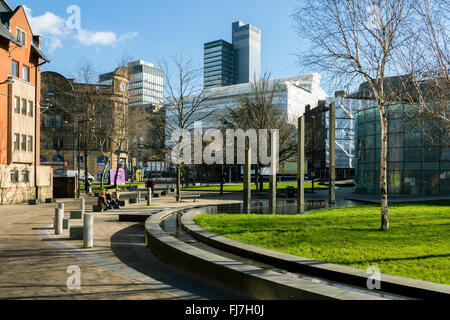 Das CIS-Gebäude von Kathedrale Gärten, Manchester, England, UK. Stockfoto