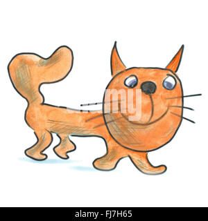 orange Katze Cartoon Aquarell isoliert Stockfoto