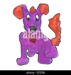 Lila Hund Cartoon Aquarell isoliert Stockfoto