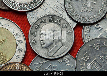 Münzen von Taiwan. Taiwan-Präsident Chiang Kai-Shek in Taiwan-fünf-Dollar-Münze abgebildet. Stockfoto