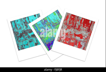 Drei Polaroid Fotos des alten Türen mit Textfreiraum Stockfoto