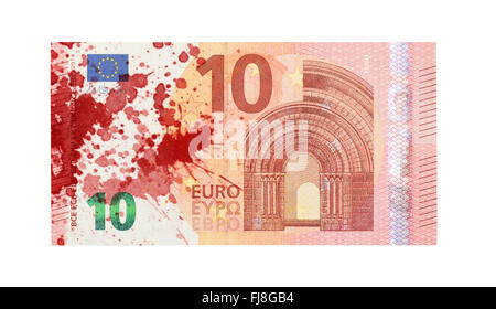 Neue 10 Euro-Banknote, isoliert auf weiss, Nahaufnahme Stockfoto