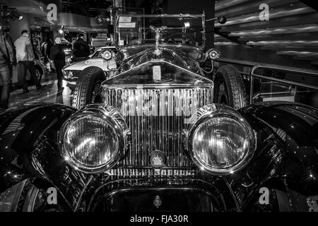 Oldtimer Rolls-Royce Phantom ich Pall Mall Tourer, 1927. Schwarz und weiß. Stockfoto