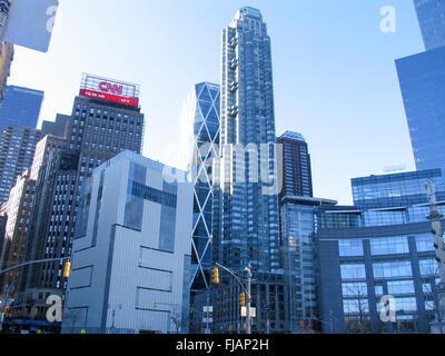 Bürotürme um Columbus Circle, New York City. Stockfoto