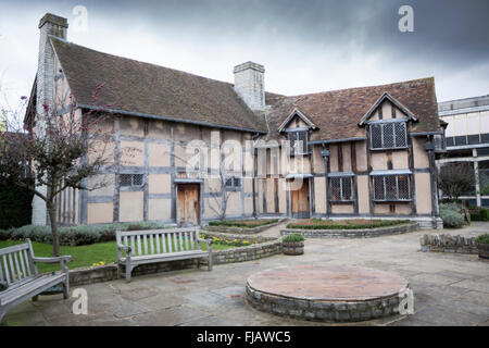 Shakespeares Geburtshaus a16th Jahrhundert Fachwerkhaus, Henley Street, Stratford-upon-Avon, Warwickshire, Großbritannien Stockfoto