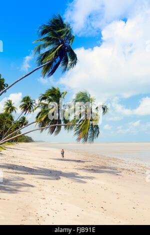 Radfahrer auf einer verlassenen tropischen Strand (Patacho) in Brasilien Stockfoto