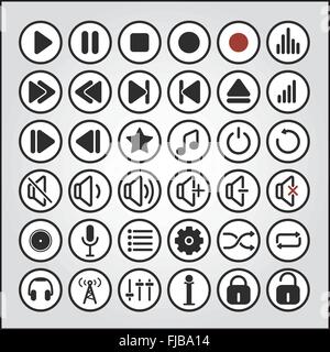 solide Knöpfe, audio-Player-Symbole Stock Vektor