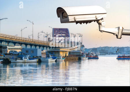 CCTV Aufzeichnung wichtiger Ereignisse und ein Wachhaus und Eigentum. Stockfoto