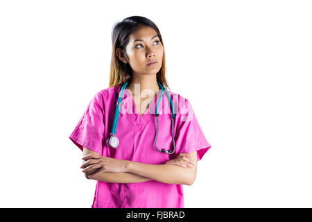 Asiatische Krankenschwester Kreuzung Arme Stockfoto