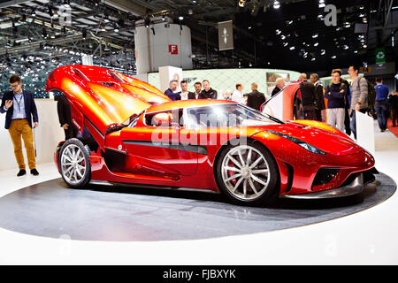 Genf, Schweiz. 1. März 2016. Koenigsegg Regera wurde während der 86. internationalen Automobilsalon in Genf, auf Dienstag, 1. März 2016 vorgestellt. Bildnachweis: Rene Fluger/CTK Foto/Alamy Live-Nachrichten Stockfoto