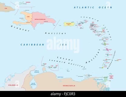 kleine Antillen-Karte Stock Vektor