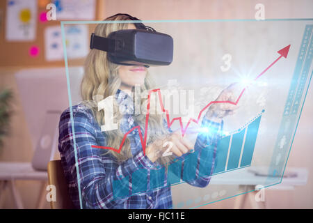 Zusammengesetztes Bild ziemlich lässig Arbeitnehmers mit Oculus rift Stockfoto