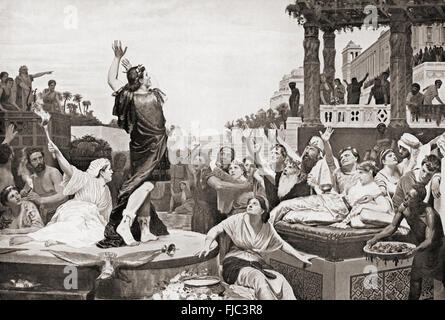 Alexander der große Zustimmung zu den alten Palast der Perser in Brand gesteckt Könige in Persepolis in 330BC. Alexander III von Makedonien, 356 – 323 v. Chr., auch bekannt als Alexander der große, König von Makedonien. Stockfoto