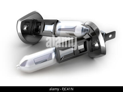 Autoscheinwerfer auf weißem Hintergrund (durchgeführt in 3d) Stockfoto