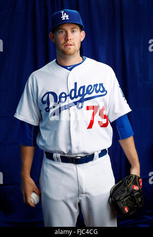 Glendale, AZ, USA. 27. Februar 2016. GLENDALE, AZ -FEB 27, 2015 - | Los Angeles Schwindler Krug Jacob Rhame. | Während Foto-Tag bei den Dodgers Camelback Ranch-Glendale Frühling Schulungseinrichtung fotografiert. (K.c. Alfred / San Diego Union-Tribune © K.C. Alfred/U-T San Diego/ZUMA Draht/Alamy Live News Stockfoto