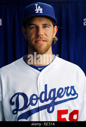 Glendale, AZ, USA. 27. Februar 2016. GLENDALE, AZ -FEB 27, 2015 - | Los Angeles Schwindler Krug Ian Thomas. | Während Foto-Tag bei den Dodgers Camelback Ranch-Glendale Frühling Schulungseinrichtung fotografiert. (K.c. Alfred / San Diego Union-Tribune © K.C. Alfred/U-T San Diego/ZUMA Draht/Alamy Live News Stockfoto