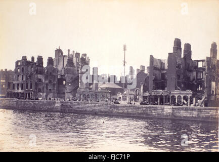 Zerstörte Gebäude an der Nordseite des Flusses Liffey nach Beschuss durch britische Militär zu Ende am Osteraufstand 1916 Dublin Stockfoto