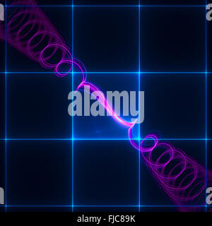 Lila Spirale. Neon-Wirbel von transluzenten Bluescreen Stockfoto