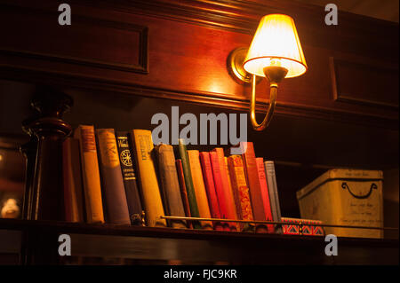 Alte Bücher im viktorianischen Pub, Crouch End, Nord-London Stockfoto