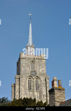 Str. Marys Turmuhr und Turm, Ashwell, Hertfordshire, England, Vereinigtes Königreich Stockfoto