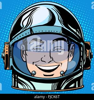Emoticon Lachen Emoji Gesicht Mann Astronaut retro Stock Vektor