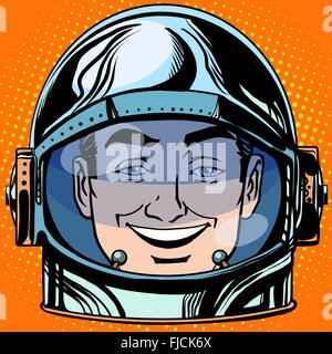 Emoticon Freude Lachen Emoji Gesicht Mann Astronaut retro Stock Vektor
