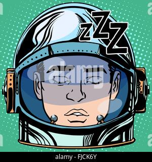 Emoticon Schlaf Emoji Gesicht Mann Astronaut retro Stock Vektor