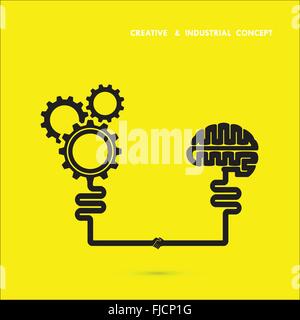 Kreative Gehirnhälfte und industriellen Konzept. Gehirn und Zahnrad-Symbol. Brainstorm Konzept Business und Bildung Idee, innovation Stock Vektor