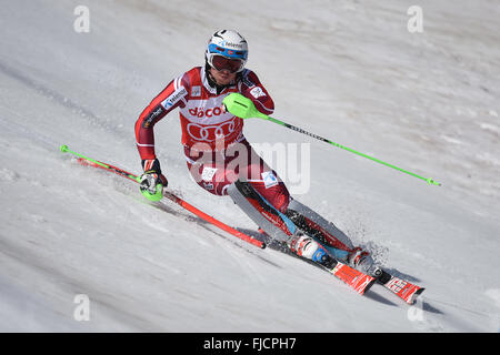 Yuzawa-Machi, Niigata, Japan. 14. Februar 2016. Henrik Kristoffersen (NOR) Ski Alpin: FIS Ski Alpin Weltcup Herren Slalom in Yuzawa Naeba Naeba Ski Resort in Yuzawa-Machi, Niigata, Japan. © AFLO SPORT/Alamy Live-Nachrichten Stockfoto