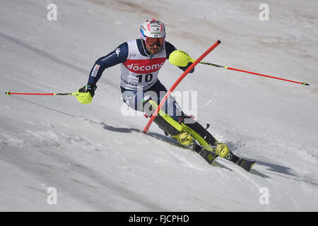 Yuzawa-Machi, Niigata, Japan. 14. Februar 2016. Patrick Thaler (ITA) Ski Alpin: FIS Ski Alpin Weltcup Herren Slalom in Yuzawa Naeba Naeba Ski Resort in Yuzawa-Machi, Niigata, Japan. © AFLO SPORT/Alamy Live-Nachrichten Stockfoto